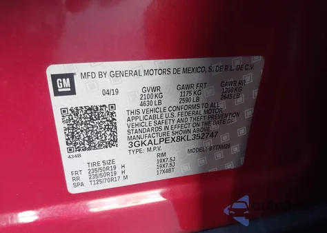 2019 GMC Terrain Slt z USA, uszkodzony, nr VIN 3GKALPEX8KL352747